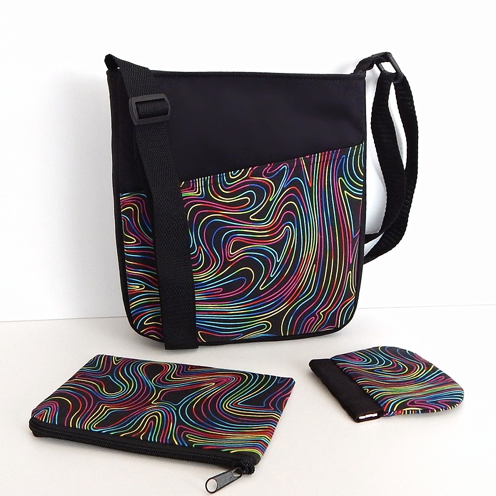 Pestrobarevná sada - taška + peněženka - kosmetická taštička 